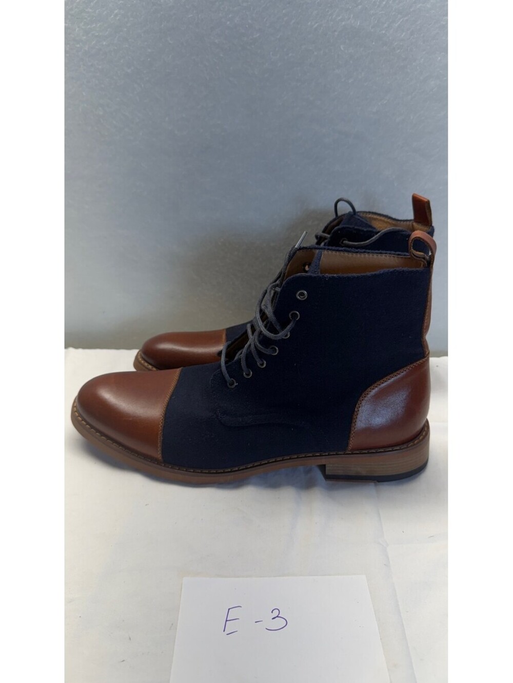 La Milano Stance Men's Cap Toe Boots Cognac Navy Size 13 E-3